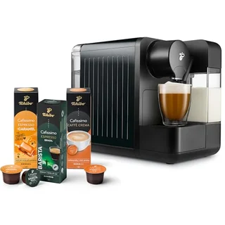 Tchibo Cafissimo "milk" Kaffeemaschine Kapselmaschine inkl. 30 Kapseln für Caffè Crema, Espresso, Kaffee und Milchspezialitäten, Schwarz