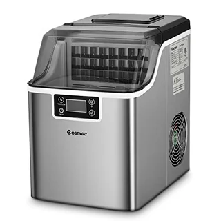 3,2L Eiswürfelmaschine Ice Maker, Eismaschine Eiswürfelbereiter inkl. Schaufel Timer / 24 Eiswürfel in 15min / 18kg 24H / LCD Anzeige