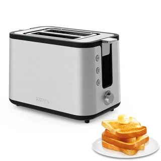 KH442D Control Line Premium Toaster | Edelstahl | 2 kurze Schlitze für 2 Scheiben | Brötchenaufsatz | 6 Bräunungsgrade | 850 W | 23.6 x 32.4 x 20.2 cm