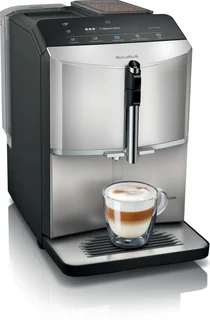 Kaffeevollautomat EQ300 TF303E07, für viele Kaffeespezialitäten, Milchaufschäumer, Keramikmahlwerk, OneTouch-Funktion, 1300 W, Inox silver metallic