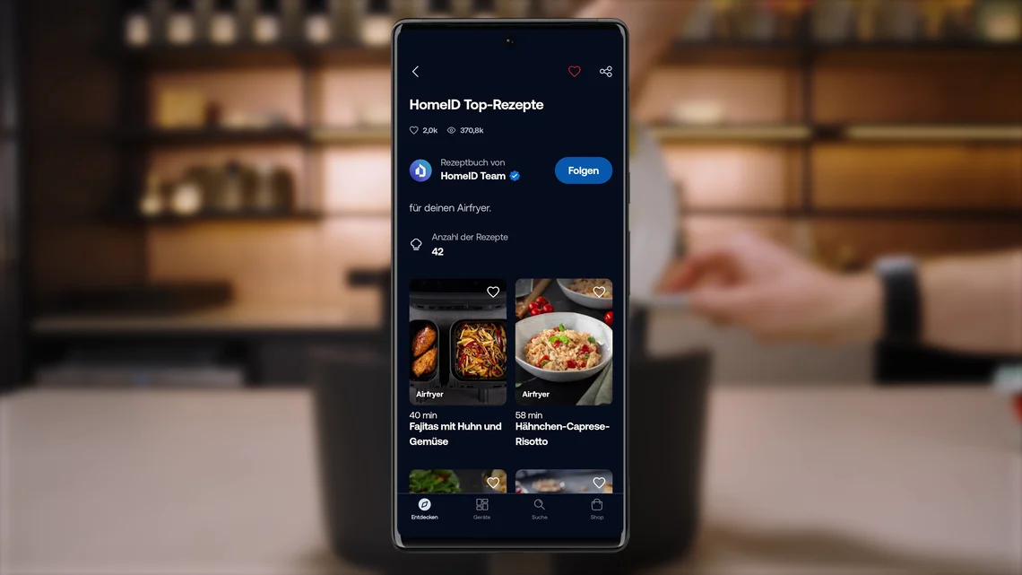 Die Philips HomeID-App ist ein echtes Highlight. Sie bietet unter anderem eine große Sammlung an Rezepten für die Heißluftfritteuse.
