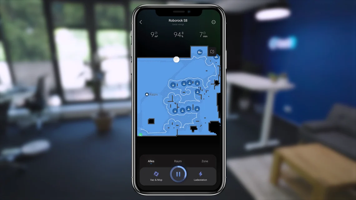 Tracking in Echtzeit: Dank des systematischen Vorgehens ist der Roborock S8 schnell unterwegs.