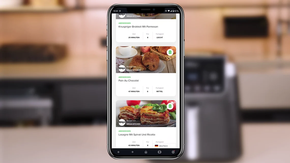 Das Online-Rezeptangebot der Ninja ist eher mau. Sowohl Philips als auch Cosori bieten da mehr.